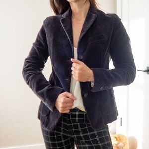 Uniqlo Paris Corduroy Blazer Black with Shoulder Pads Size XS